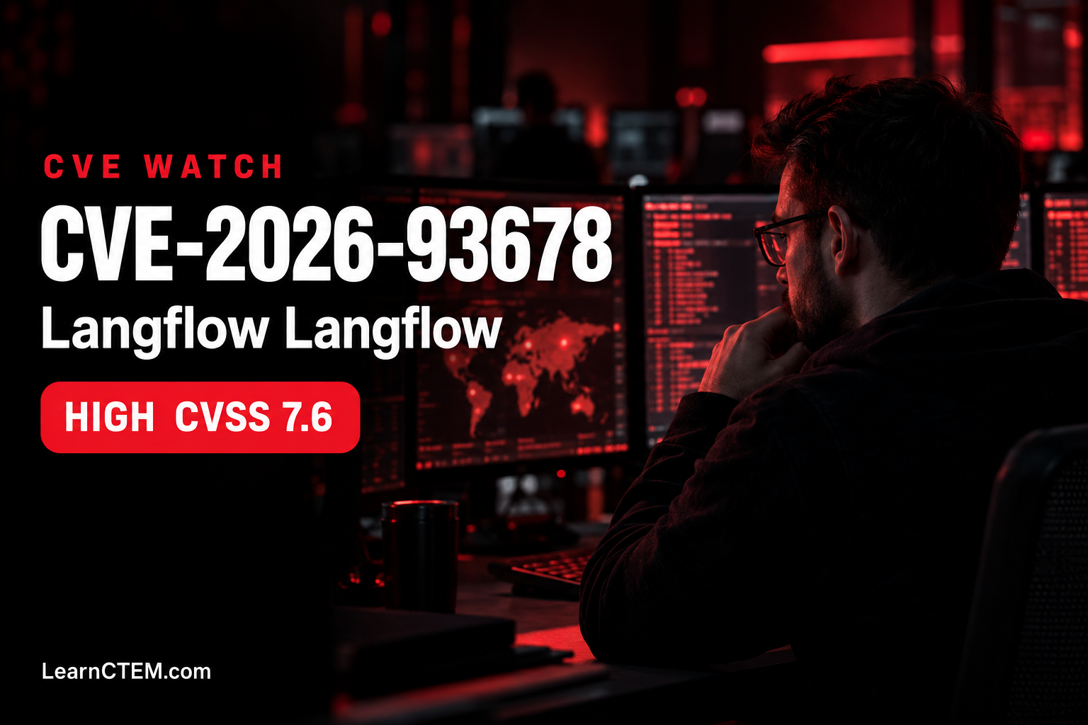 CVE-2026-93678 Langflow Langflow high severity vulnerability, LearnCTEM CVE Watch cover
